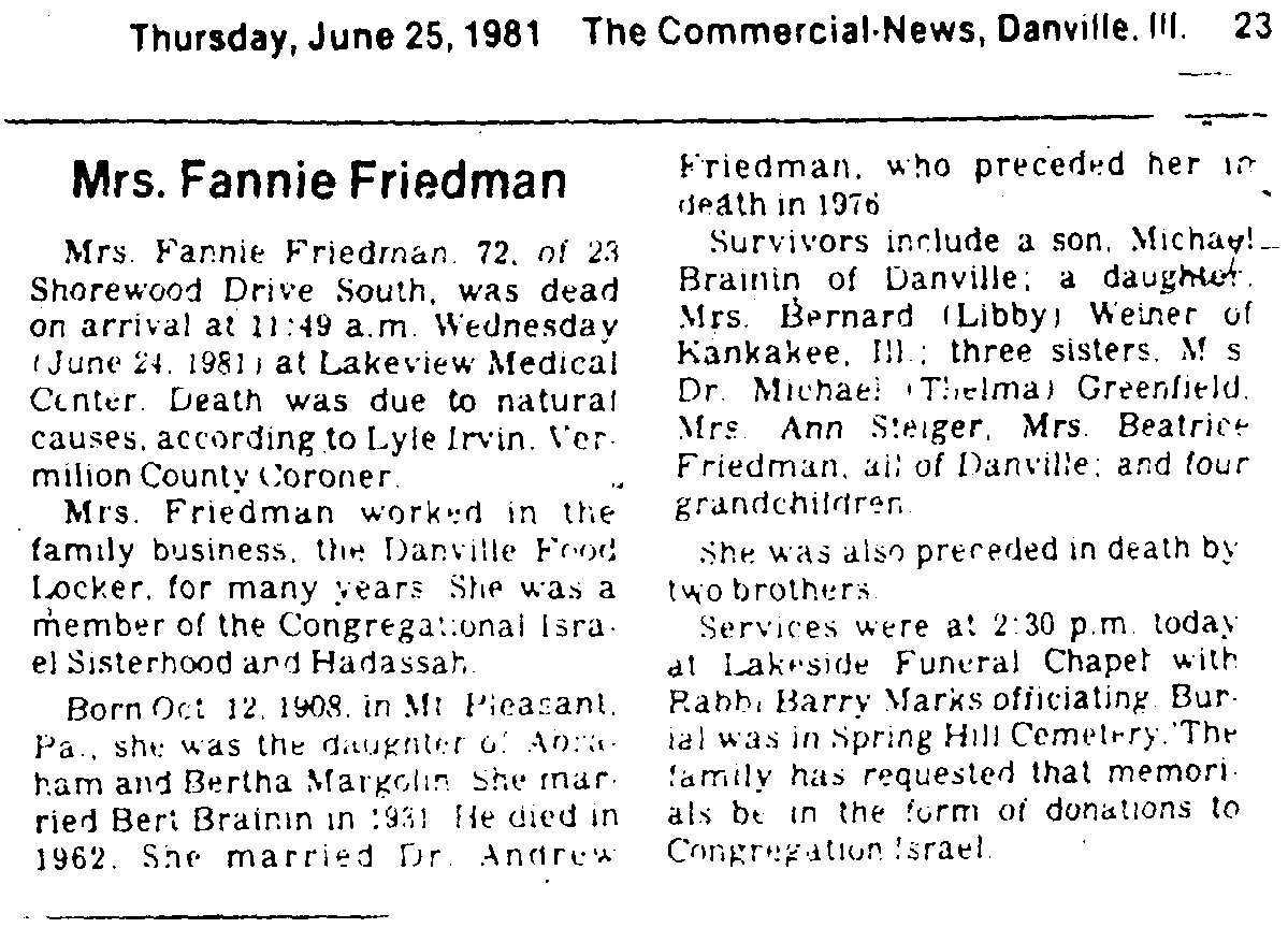 Friedman, Frannie (Margolin)