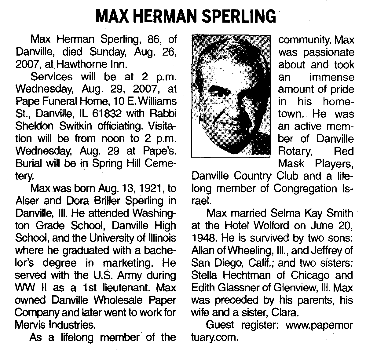 Herman Sperling, Max