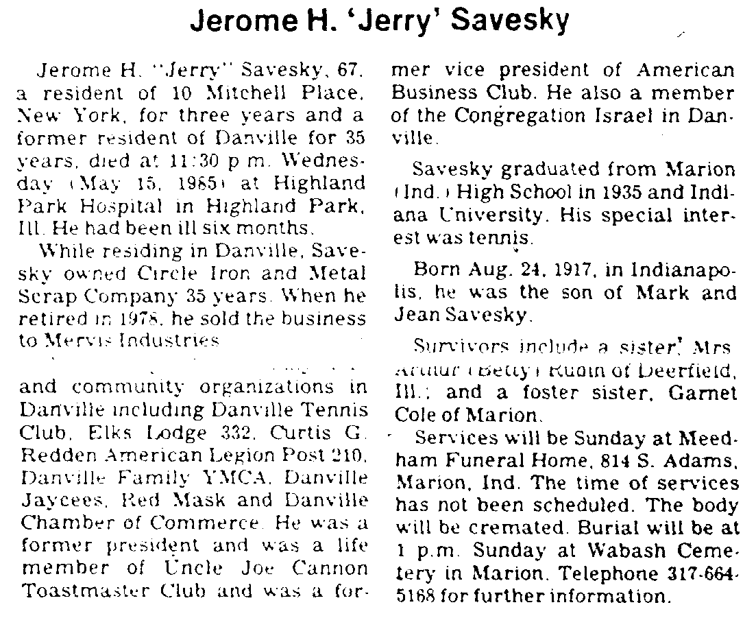 Savesky, Jerome H. 'Jerry'