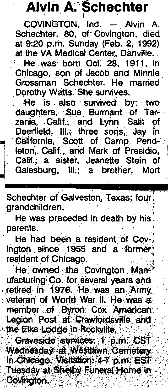 Schechter, Alvin A.